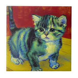 Azulejo Van Gogh Tabby Cat