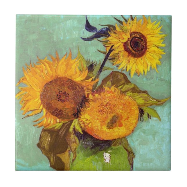 Azulejo Van Gogh - Tres Sunflowers In A Vase - Bella Artes (Frente)