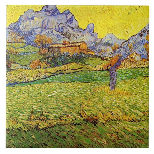 Azulejo Van Gogh - Un prado en la montaña, (Frente)