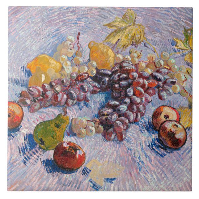 Azulejo Van Gogh - Uvas, Lemones, Peras y Manzanas, (Frente)