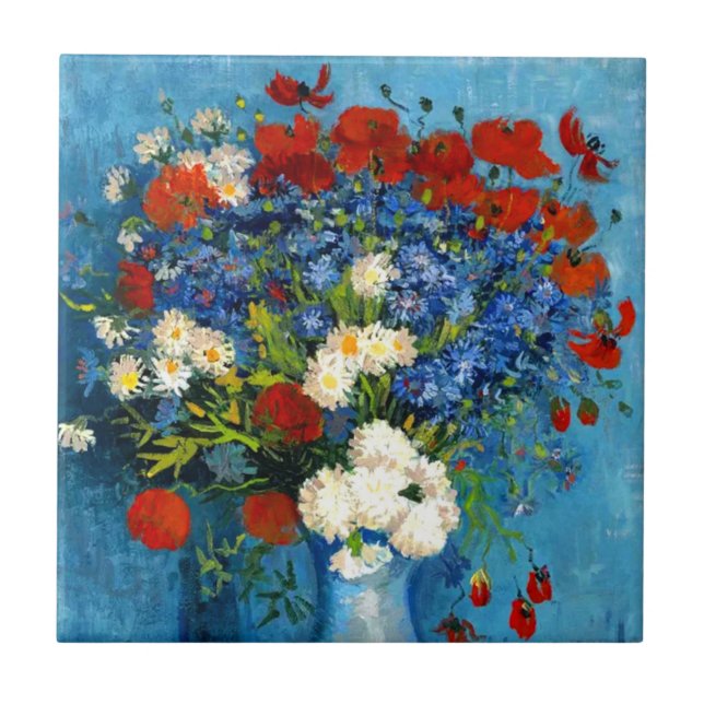 Azulejo Van Gogh Vase con Cornflowers y Poppies (Frente)
