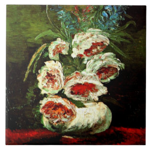 Azulejo Van Gogh: Vase con peonías