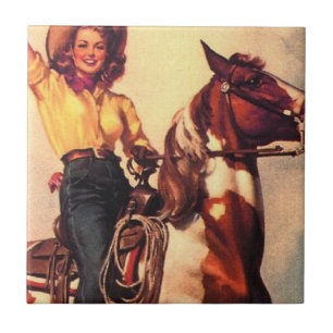 Azulejo Vaquera en su caballo