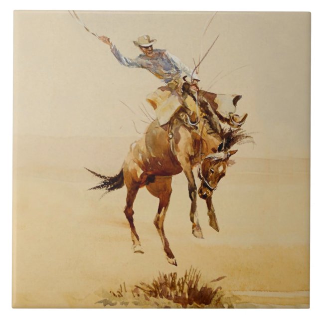 Azulejo Vaquero en un caballo desbocado #2 de Edward Borei (Frente)