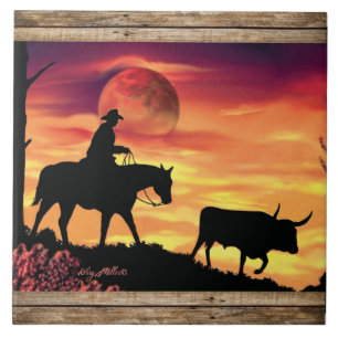 Azulejo Vaquero y toro largo