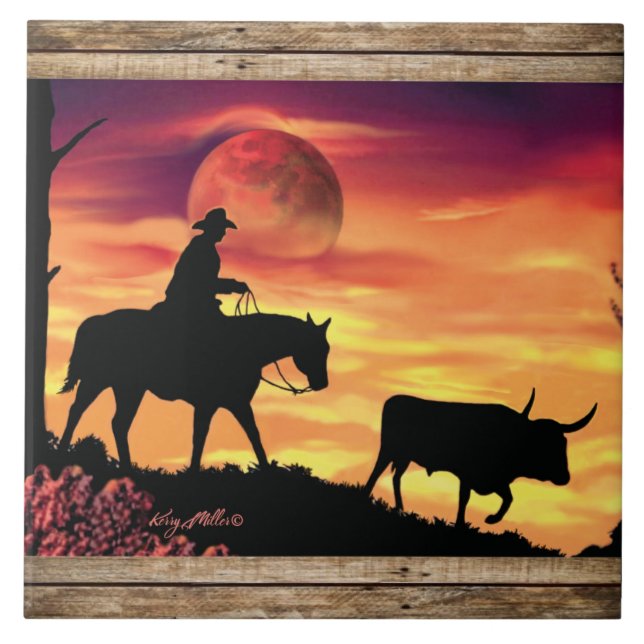 Azulejo Vaquero y toro largo (Frente)
