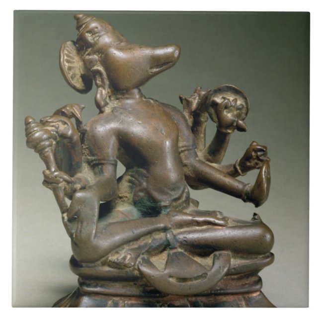 Azulejo Varaha, Gurjara Pratihara, Tamil Nadu (bronce) (Frente)