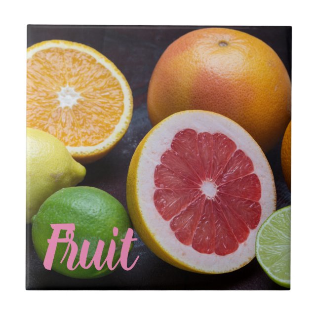 Azulejo Variación de naranja cítrico, cal, mandarina, (Frente)