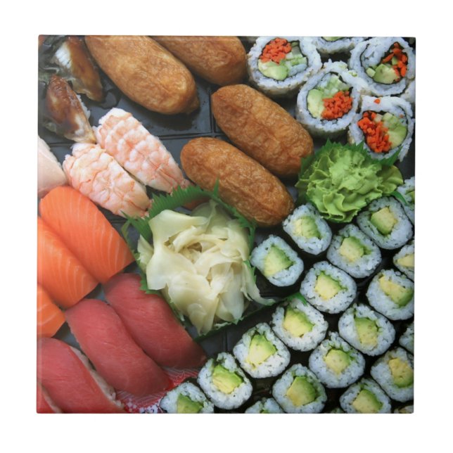 Azulejo Variedad de favoritos del sushi japonés (Frente)