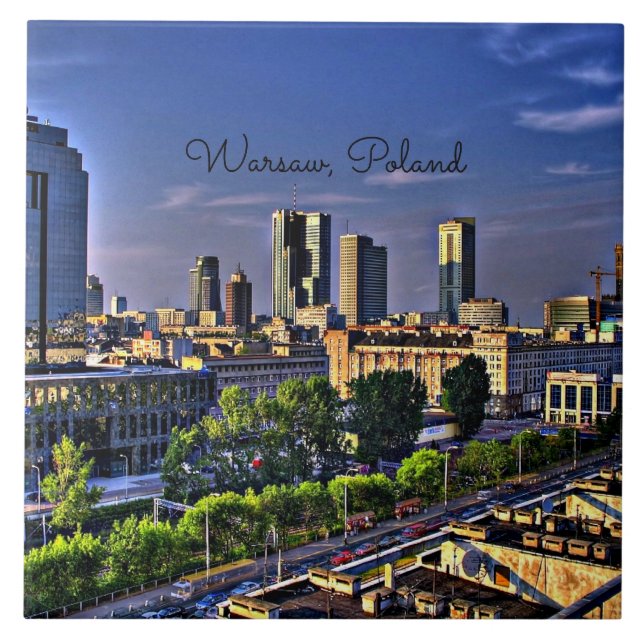 Azulejo Varsovia, Polonia Cityscape (Frente)