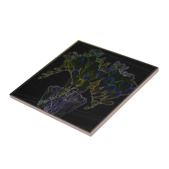 Azulejo Vase con freesia (Lado)