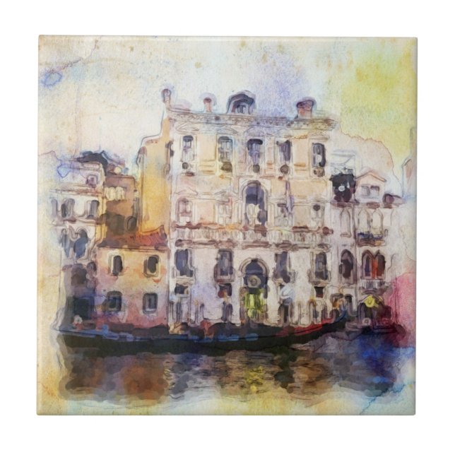 Azulejo Ve od Venecia hecha en acuarela artística (Frente)