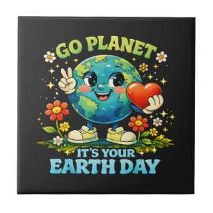 Azulejo Ve planeta es tu día de la Tierra verde