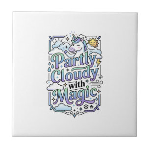 Azulejo Vector Comercial de Unicornio Parcialmente Nublado