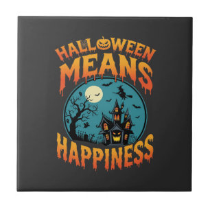 Azulejo Vector de Casa Embrujada de Felicidad de Halloween