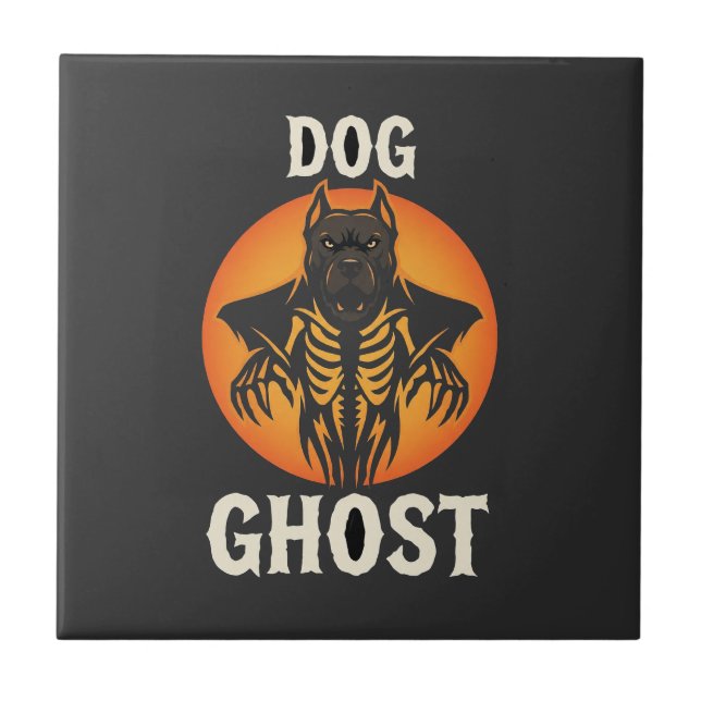 Azulejo Vector Fantasma de Perro Terror de Halloween (Frente)