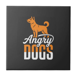 Azulejo Vector Mascota Perros Enojados