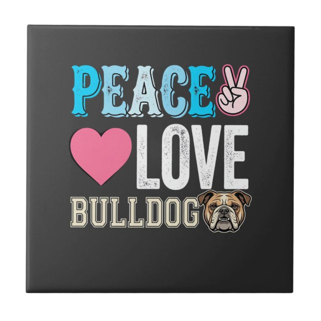 Azulejo Vector Perro Bulldog Paz Amor (Frente)