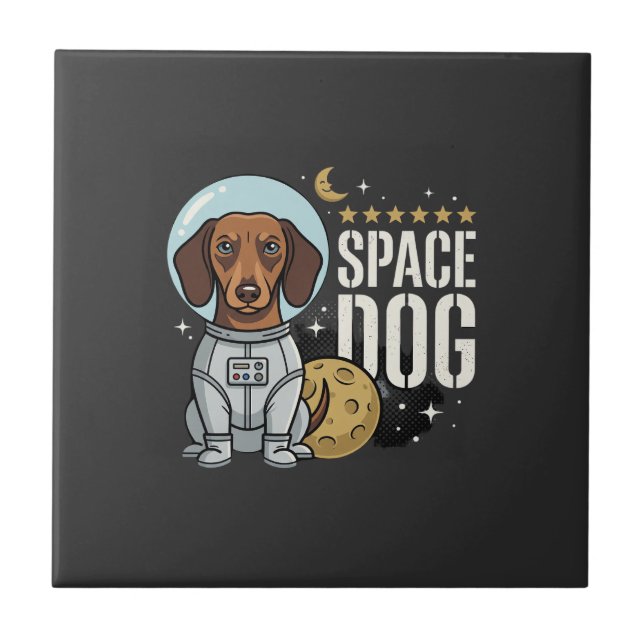 Azulejo Vector perro espacial astronauta Dachshund (Frente)