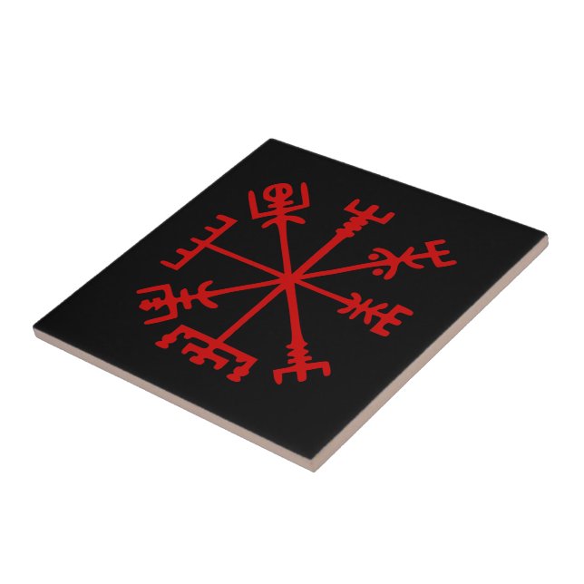 Azulejo Vegvísir Rojo Sangre (Vegvísir Viking) (Lado)