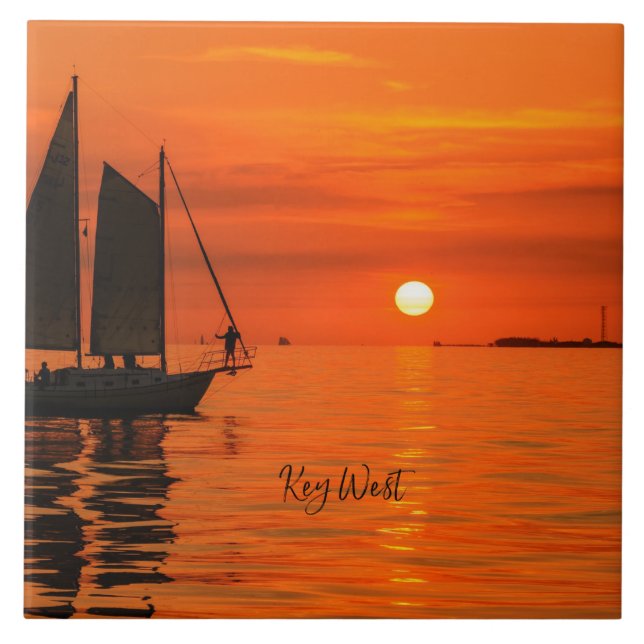Azulejo Vela, Key West, Florida al atardecer, (Frente)