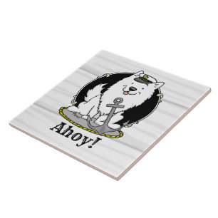 Azulejo Vela Nautical American Eskimo Dog Cute Eskie