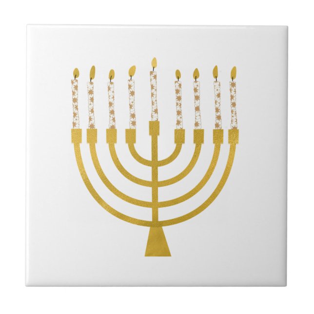 Azulejo Velas festivas Menorah Hanukkah Elegant Minimal (Frente)