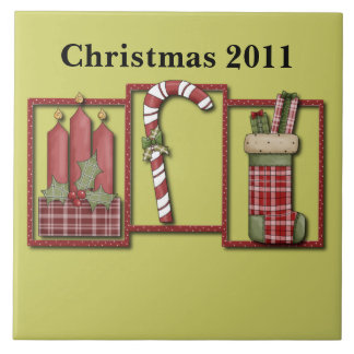 Azulejo Velas navidades, bastón de caramelo y caldo de ref