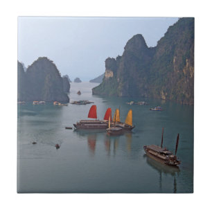 Azulejo Veleros en la bahía de Ha Long - Vietnam, Asia