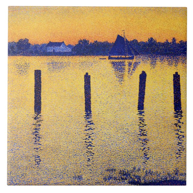 Azulejo Veleros sobre el río Scheldt (Bélgica) (Frente)