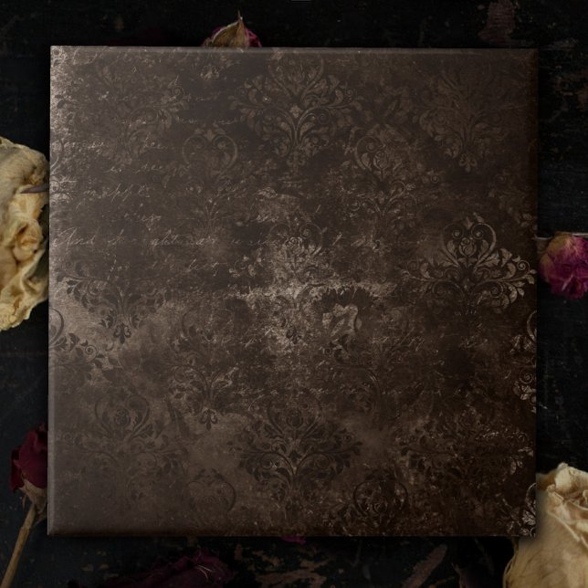 Azulejo Velvety Bronze Damask | Grunge barroco marrón (Subido por el creador)