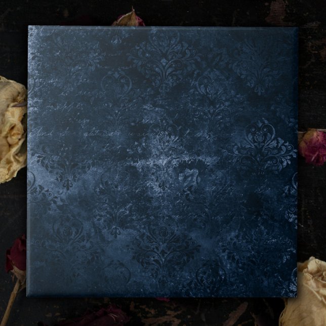 Azulejo Velvety Navy Damask | Barroco azul oscuro (Subido por el creador)