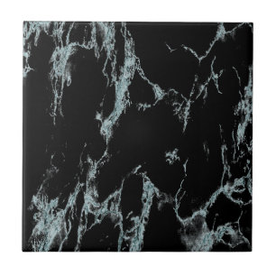 Azulejo Vena turquesa ligera con aspecto de mármol negro