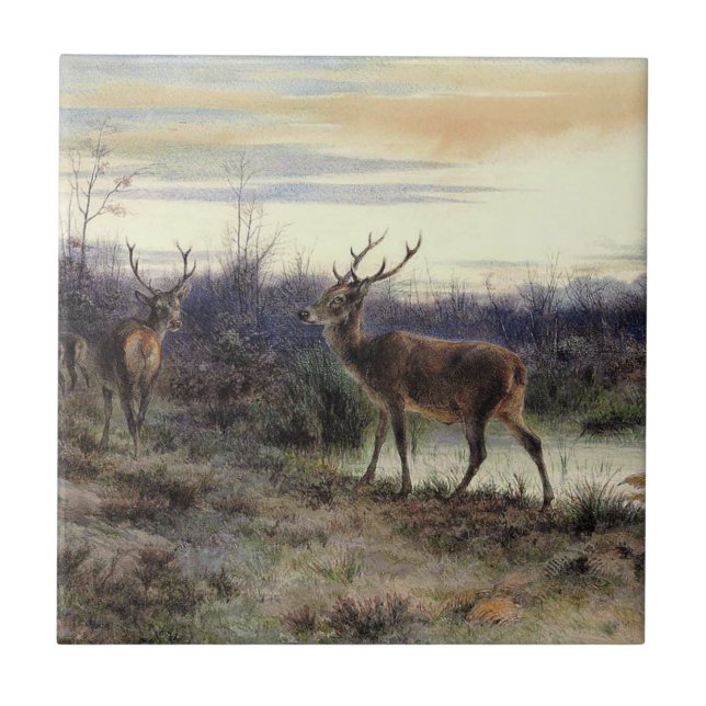 Azulejo Venado en el bosque de Fontainebleau (Rosa Bonheur (Frente)