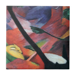 Azulejo Venado en el bosque II por Franz Marc; Reh im Wald