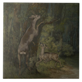 Azulejo Venado en el bosque (por Gustave Courbet)