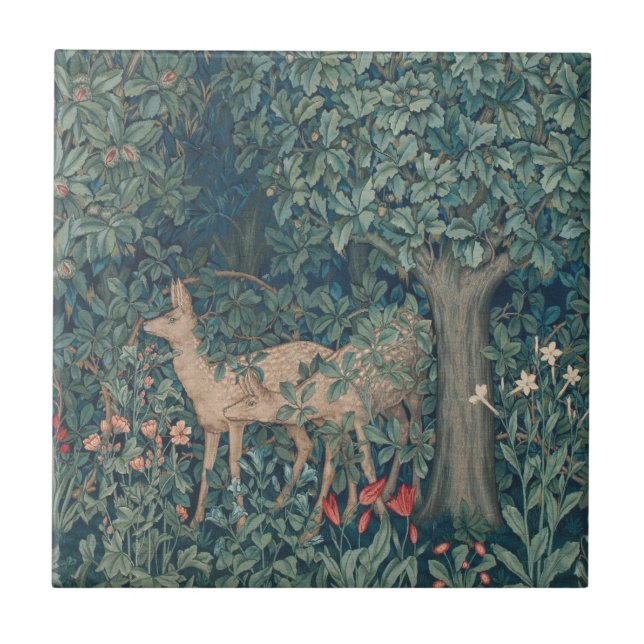 Azulejo Venado en el bosque, William Morris (Frente)