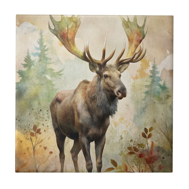 Azulejo Venado en un bosque (Frente)