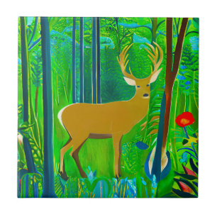 Azulejo Venado en un entorno de bosques fantásticos