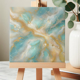 Azulejo Venas Purpurinas Aquamarine Marble Gold y Swirls
