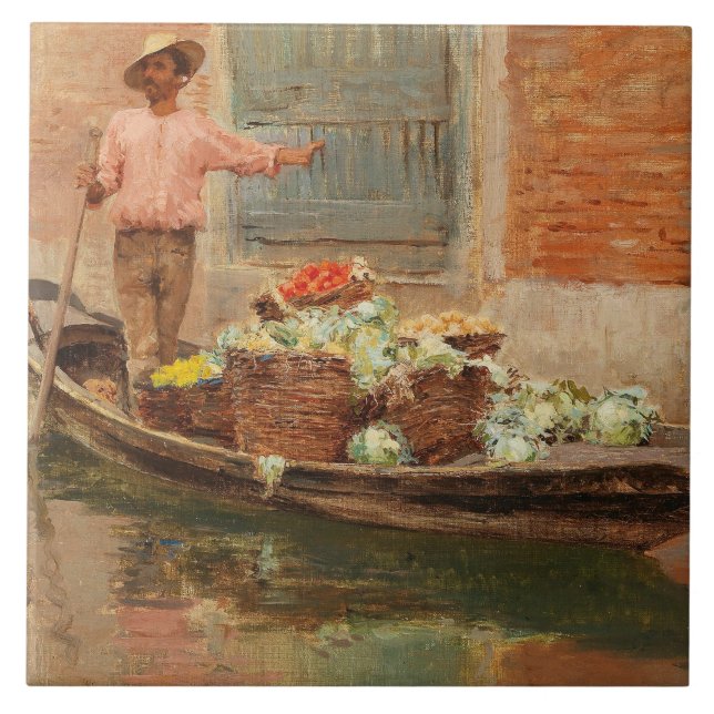 Azulejo Vendedor de verduras en Venecia (por Vincenzo Capr (Frente)
