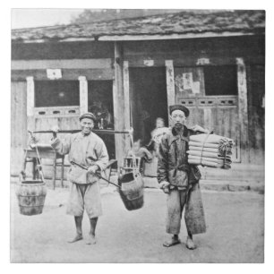 Azulejo Vendedores ambulantes chinos, c.1870 (foto de b/w)