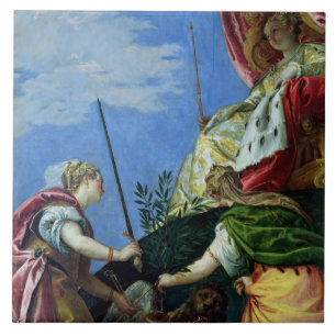 Azulejo Venecia enthroned entre la justicia y la paz