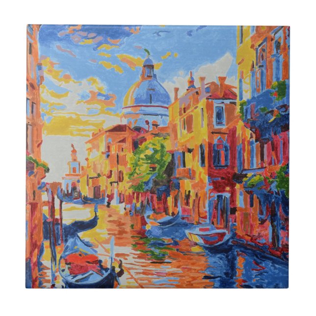 Azulejo Venetian Canal at Sunset tile  (Frente)