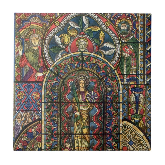 Azulejo Ventana de Vidrio Emplomado de Iglesia, Arquitectu (Frente)