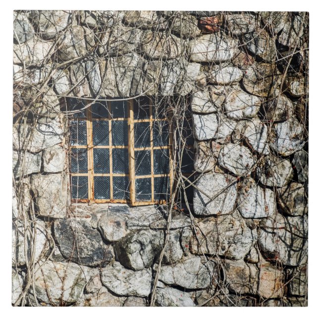 Azulejo Ventana En Un Muro De Piedra (Frente)