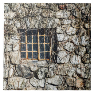Azulejo Ventana en una pared de la piedra