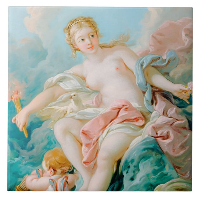 Azulejo Venus en las olas por François Boucher (Frente)