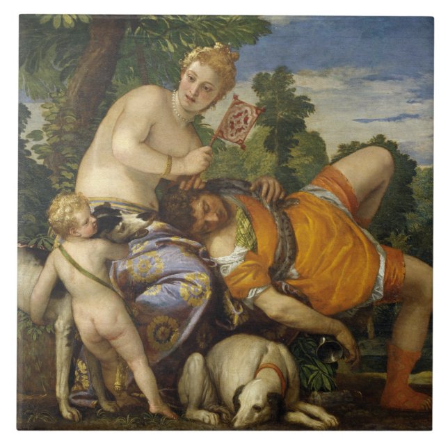 Azulejo Venus y Adonis (por Paolo Veronese) (Frente)