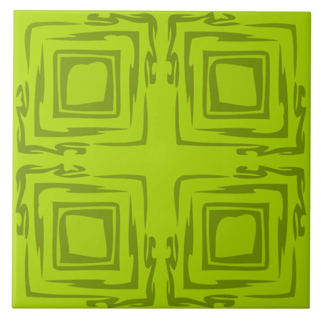 Azulejo Ver El Bosque Abstracto Art Decorativo Lime Tile (Frente)